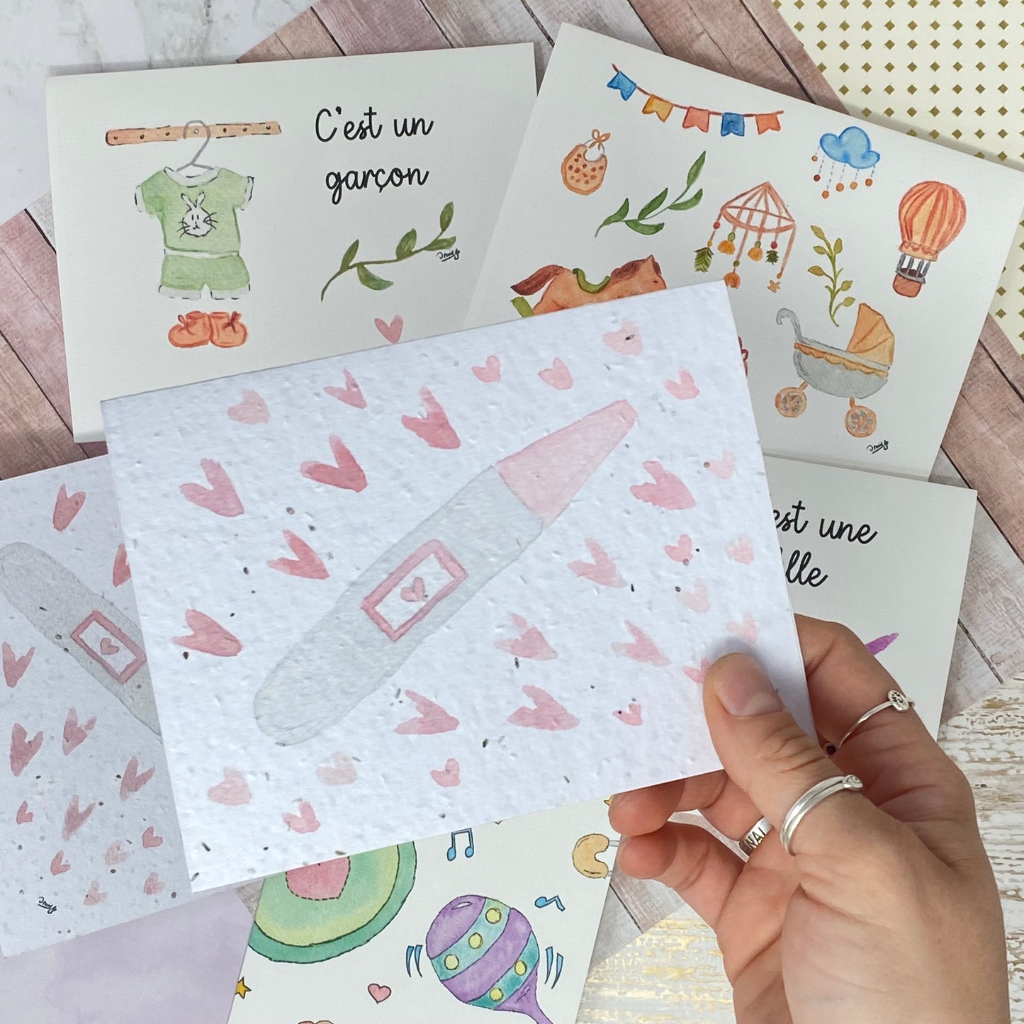 Carte de souhaits en papier ensemencé - Test de grossesse