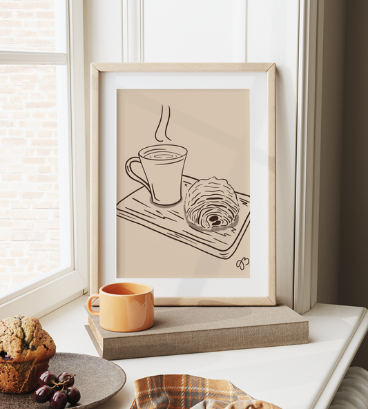  Print - Coffee and pain au chocolat