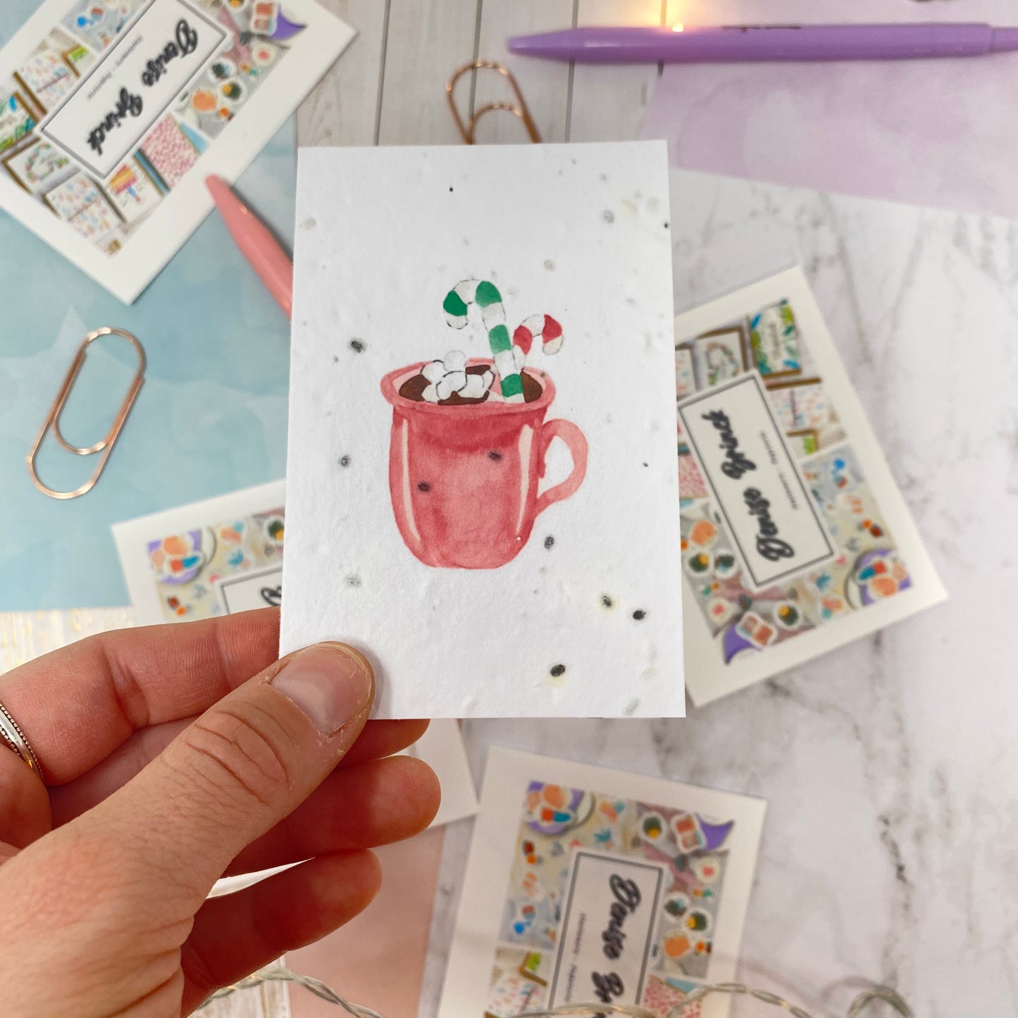 Mini carte en papier plantable - Chocolat chaud