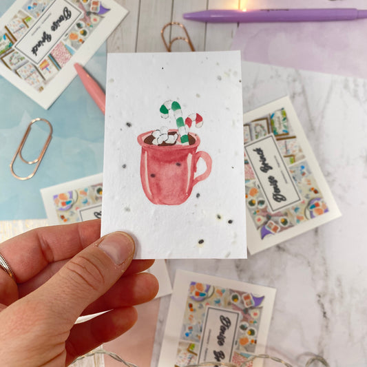 Mini seed paper greeting card - Christmas Hot chocolate