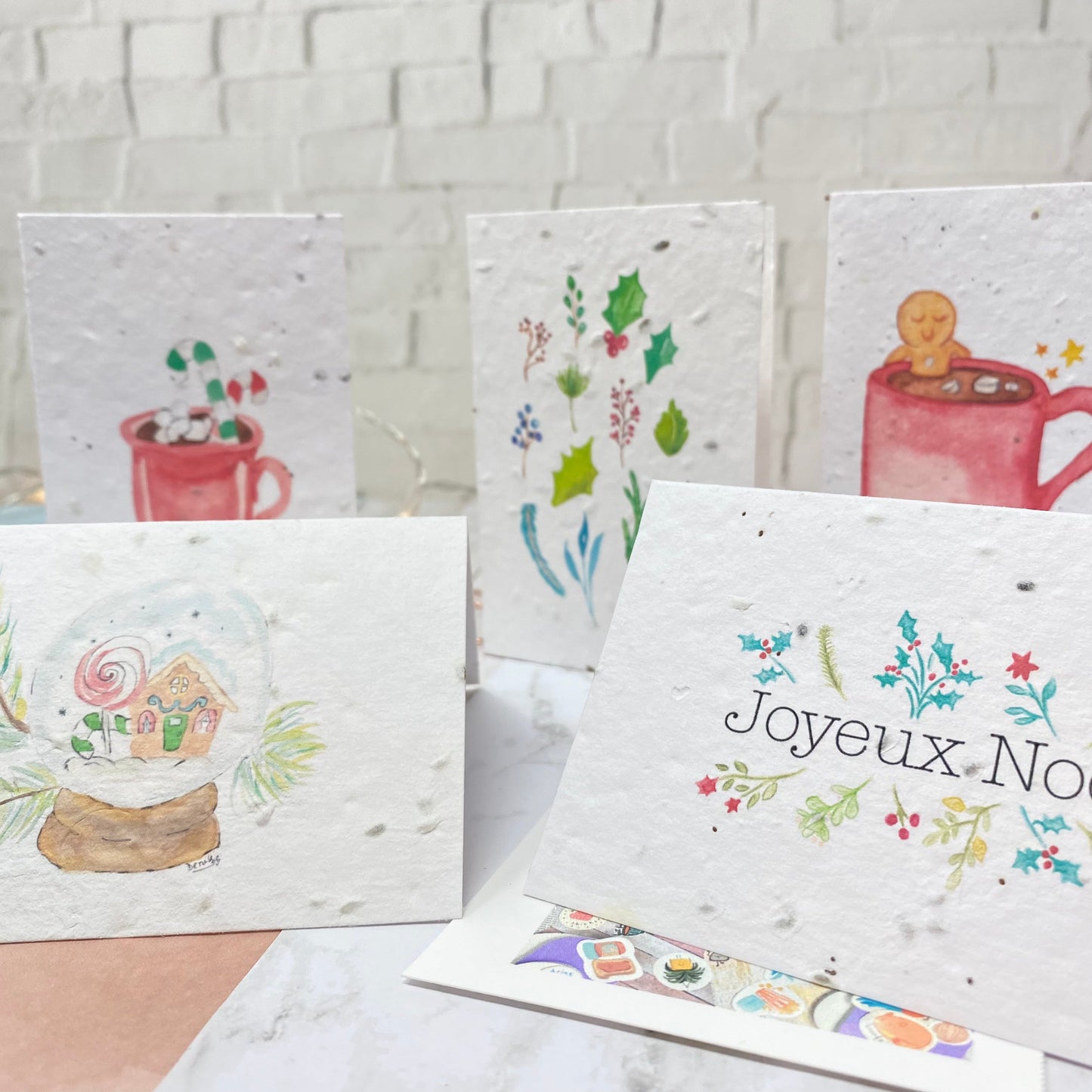 Mini carte en papier plantable - Feuilles d'hiver