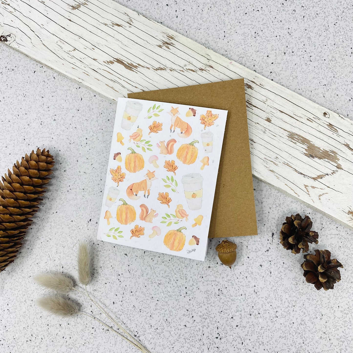 Seed paper greeting card - Fall elements