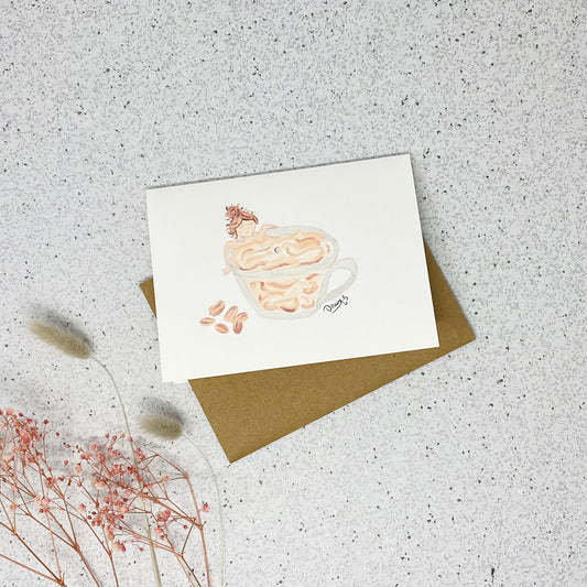 White Linen paper greeting card - Coffee relax