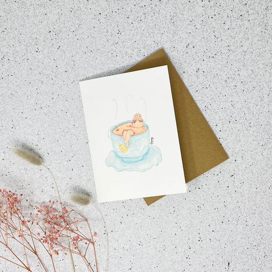 White Linen paper greeting card - Thé relax