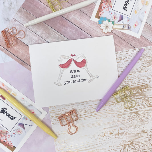 White Linen paper greeting card - It's a date