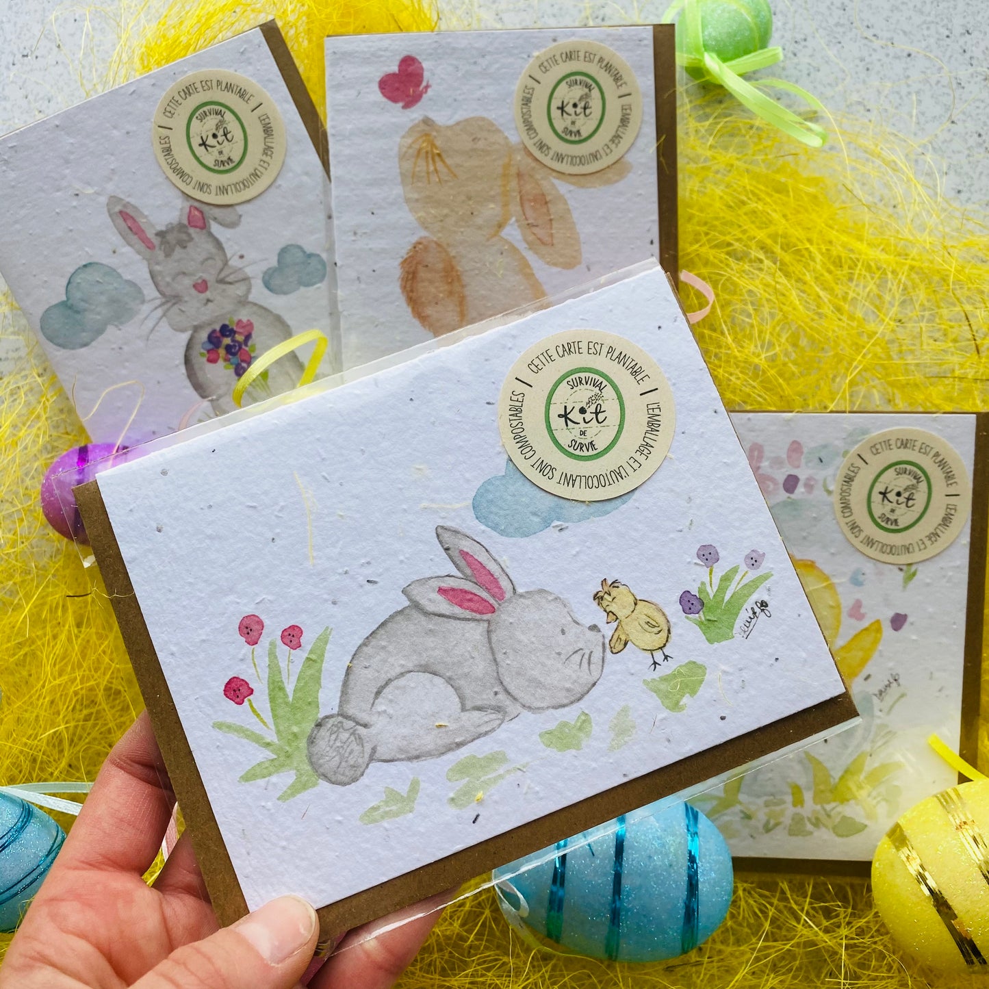 Seed paper greeting card - Bunny & chick