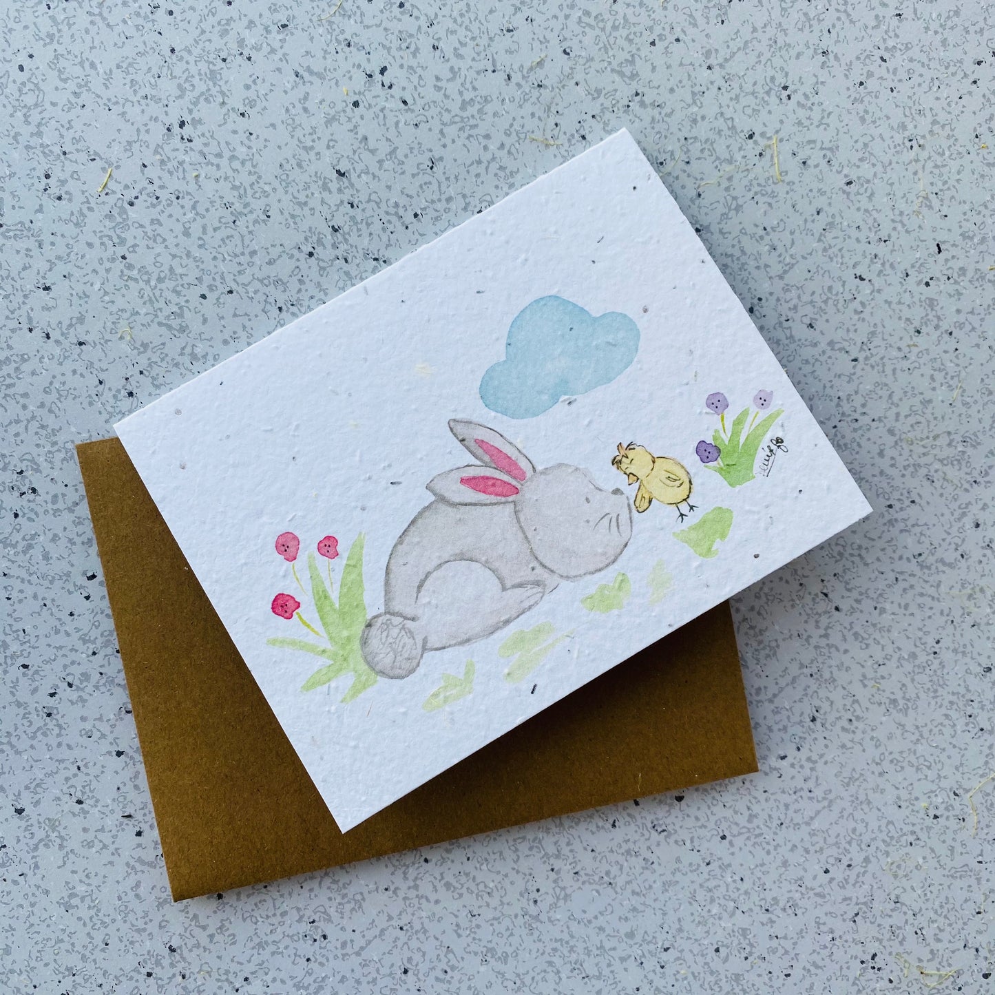 Seed paper greeting card - Bunny & chick