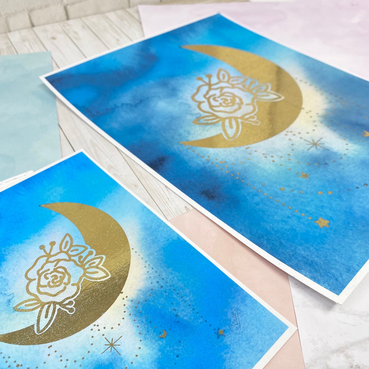 Print - Moon and flowers