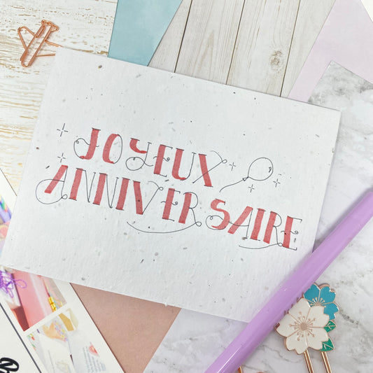 Carte de souhaits en papier ensemencé - Joyeux anniversaire