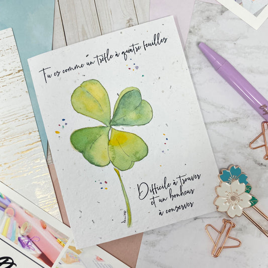 Seed paper greeting card - Friendship Clover