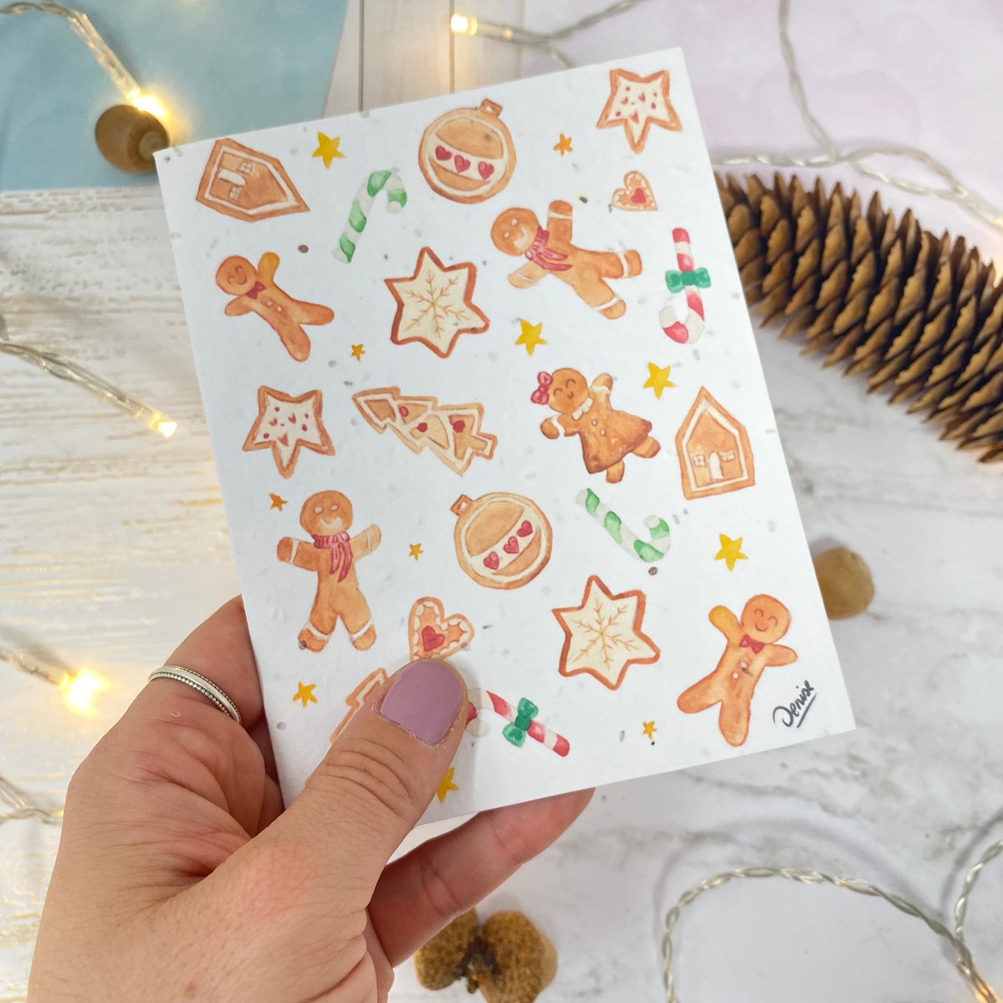 Carte de souhaits en papier ensemencé - Biscuits de Noël