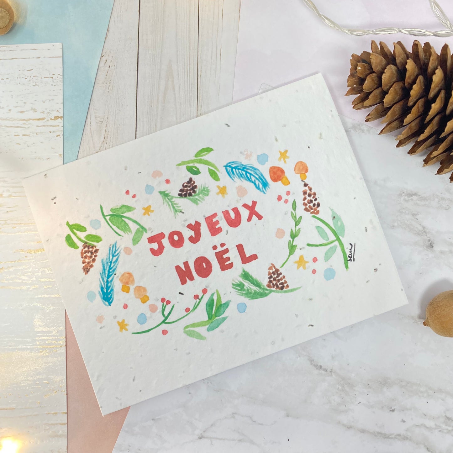 Seed paper greeting card- Joyeux Noël (horizontal)