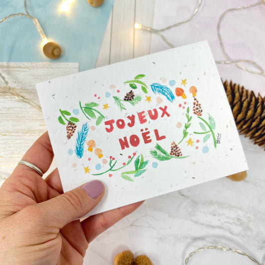 Seed paper greeting card- Joyeux Noël (horizontal)