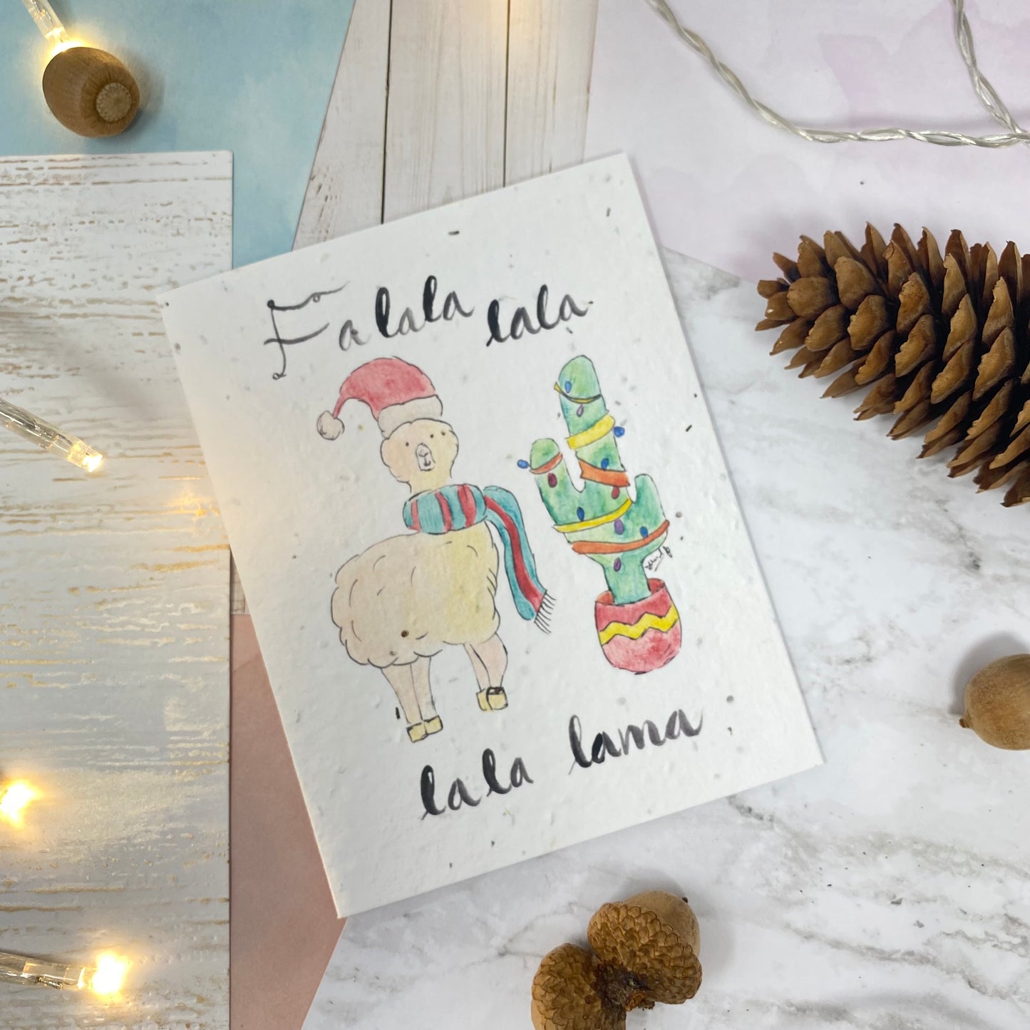 Seed paper greeting card- Fa la la lama