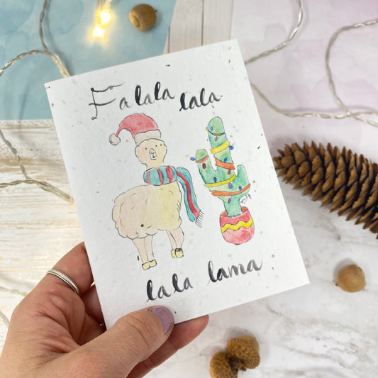 Seed paper greeting card- Fa la la lama