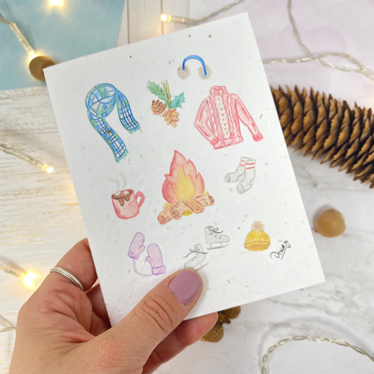 Seed paper greeting card - Winter elements