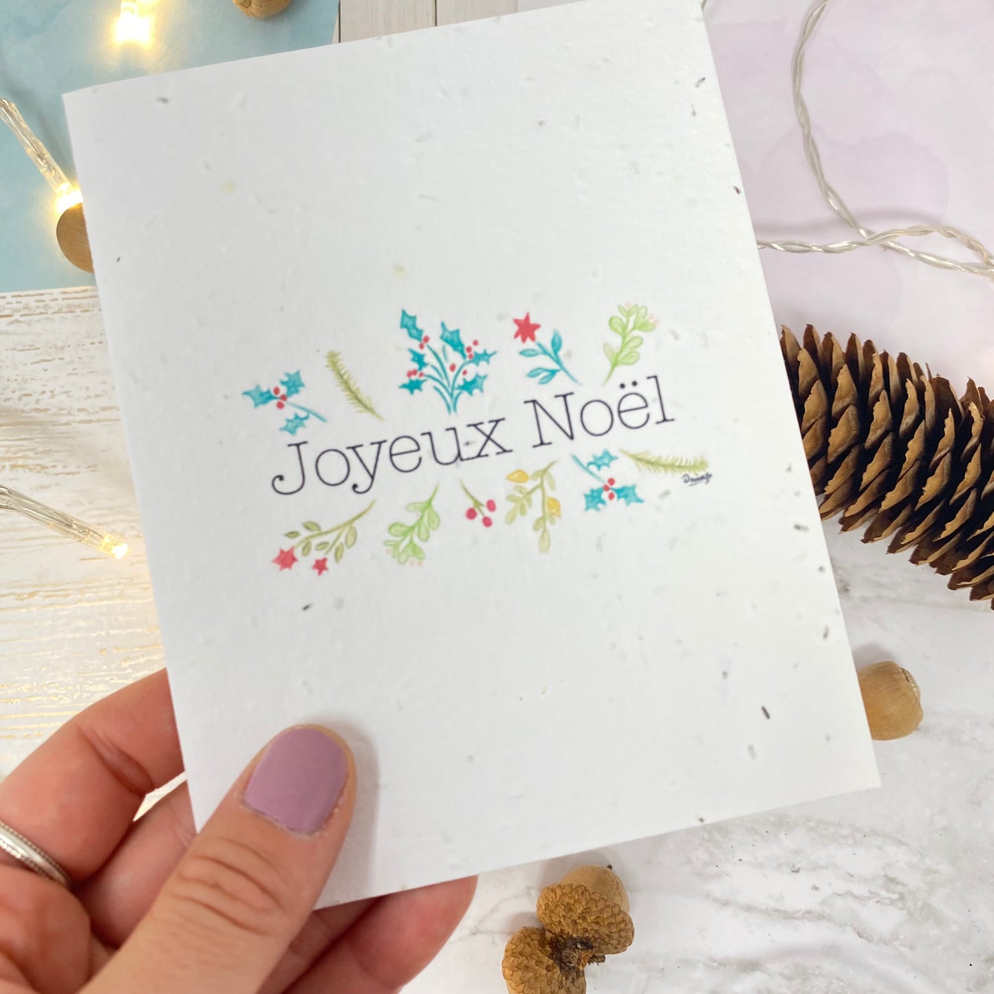 Seed paper greeting card -Joyeux Noël (vertical)