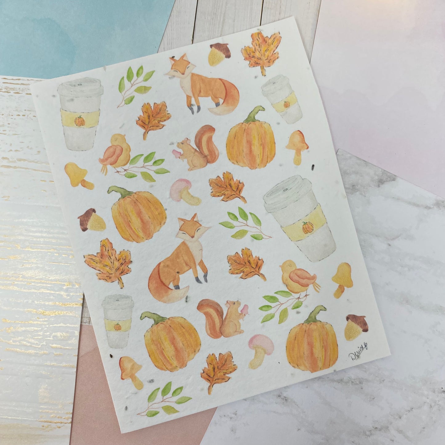 Seed paper greeting card - Fall elements