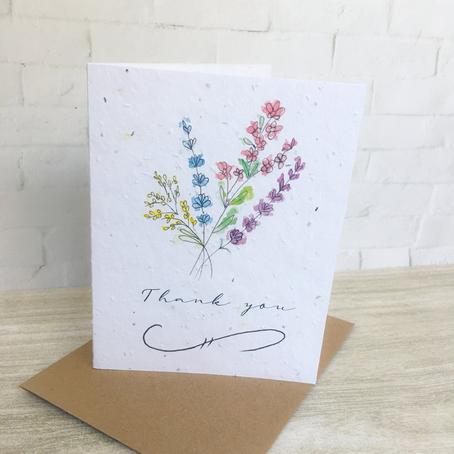 Seed paper greeting card - Thank you bouquet of flower