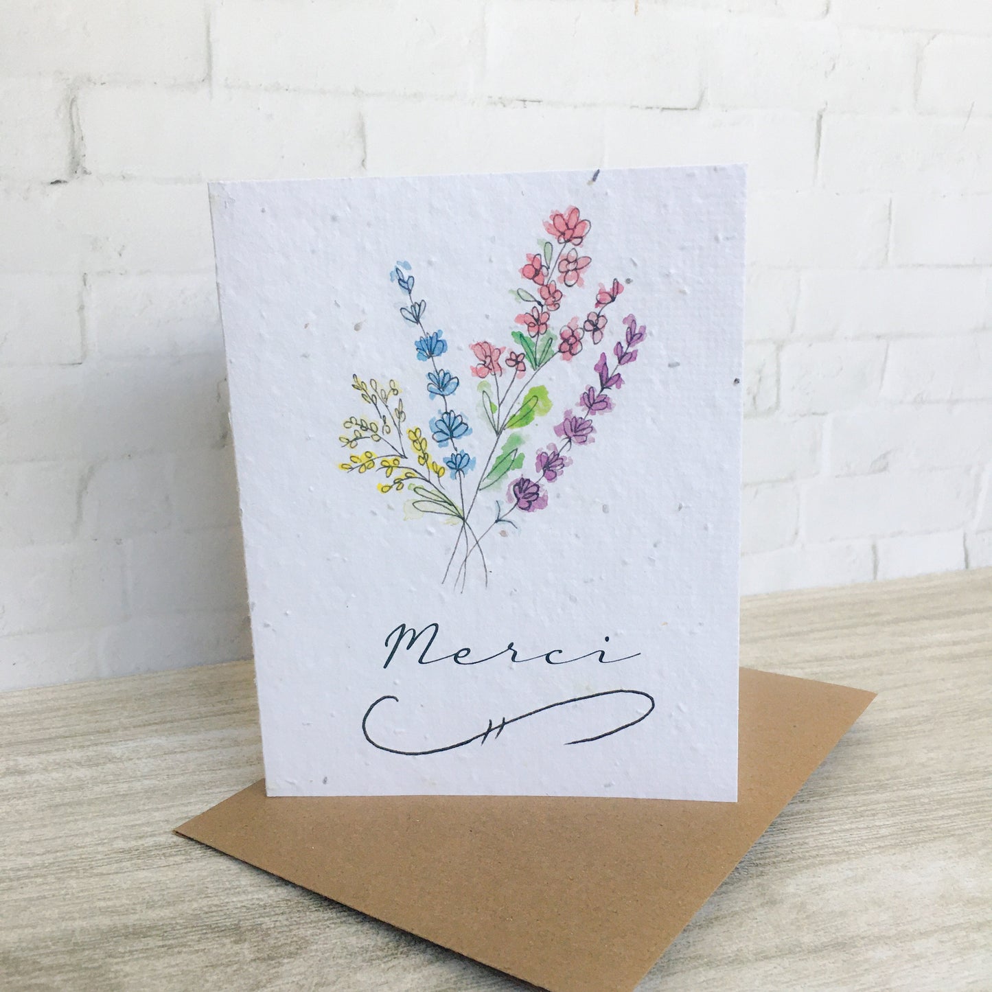 Seed paper greeting card - Thank you bouquet of flower