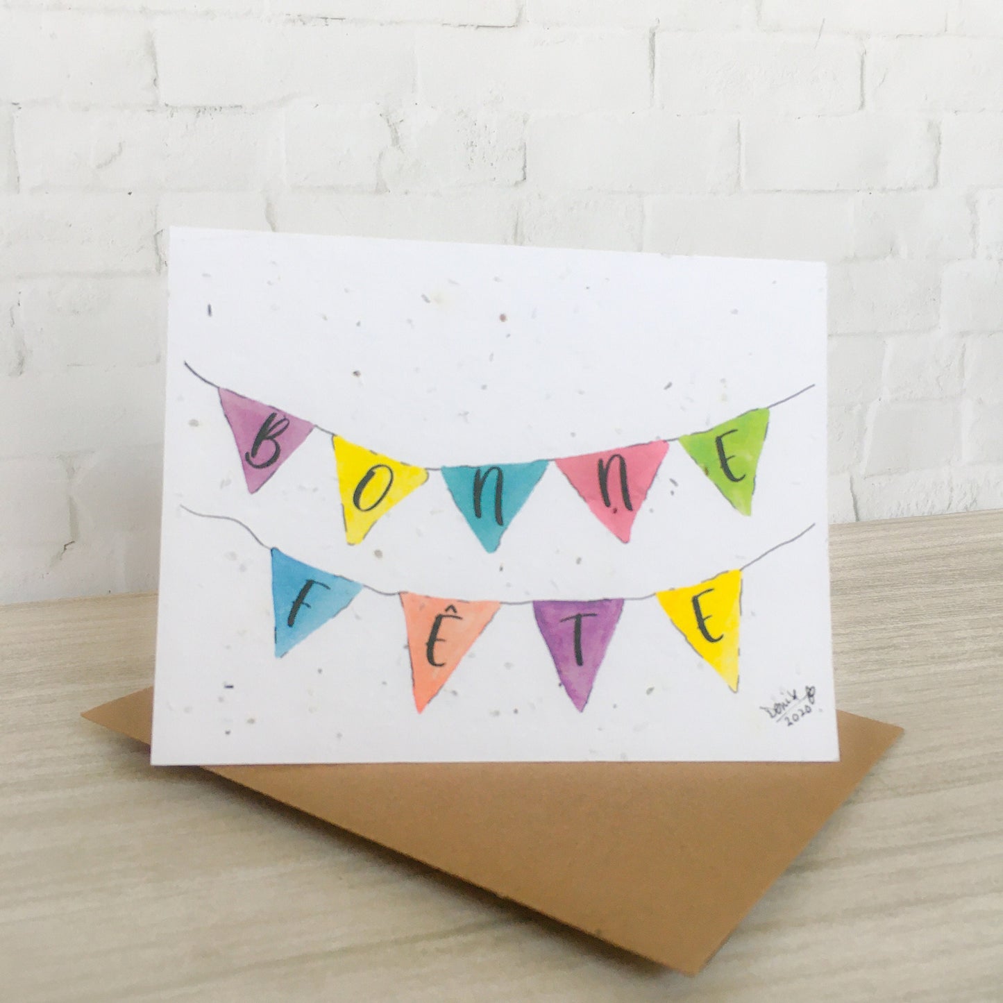 Carte de souhaits en papier ensemencé - Bonne fête banderole