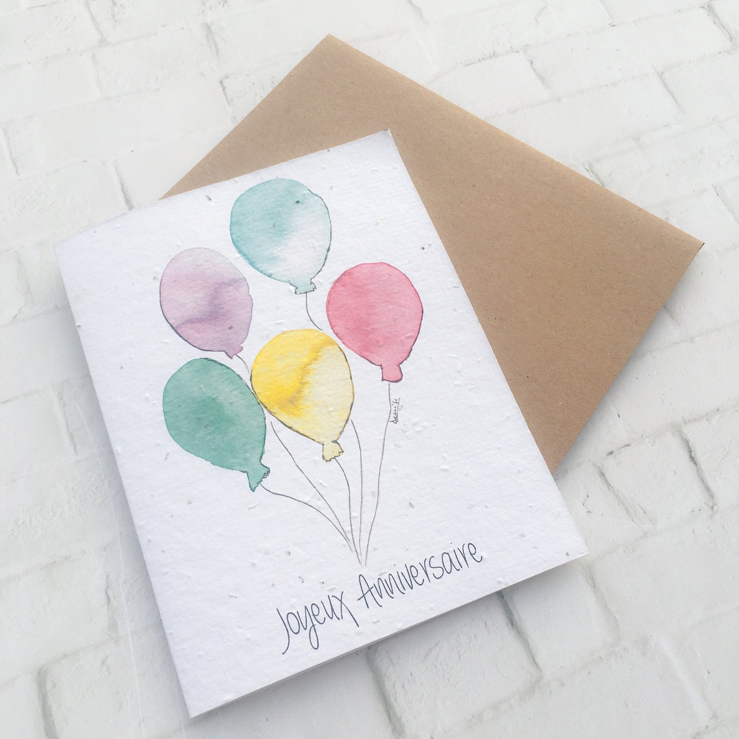 Carte de souhaits en papier ensemencé - Ballons d'anniversaire