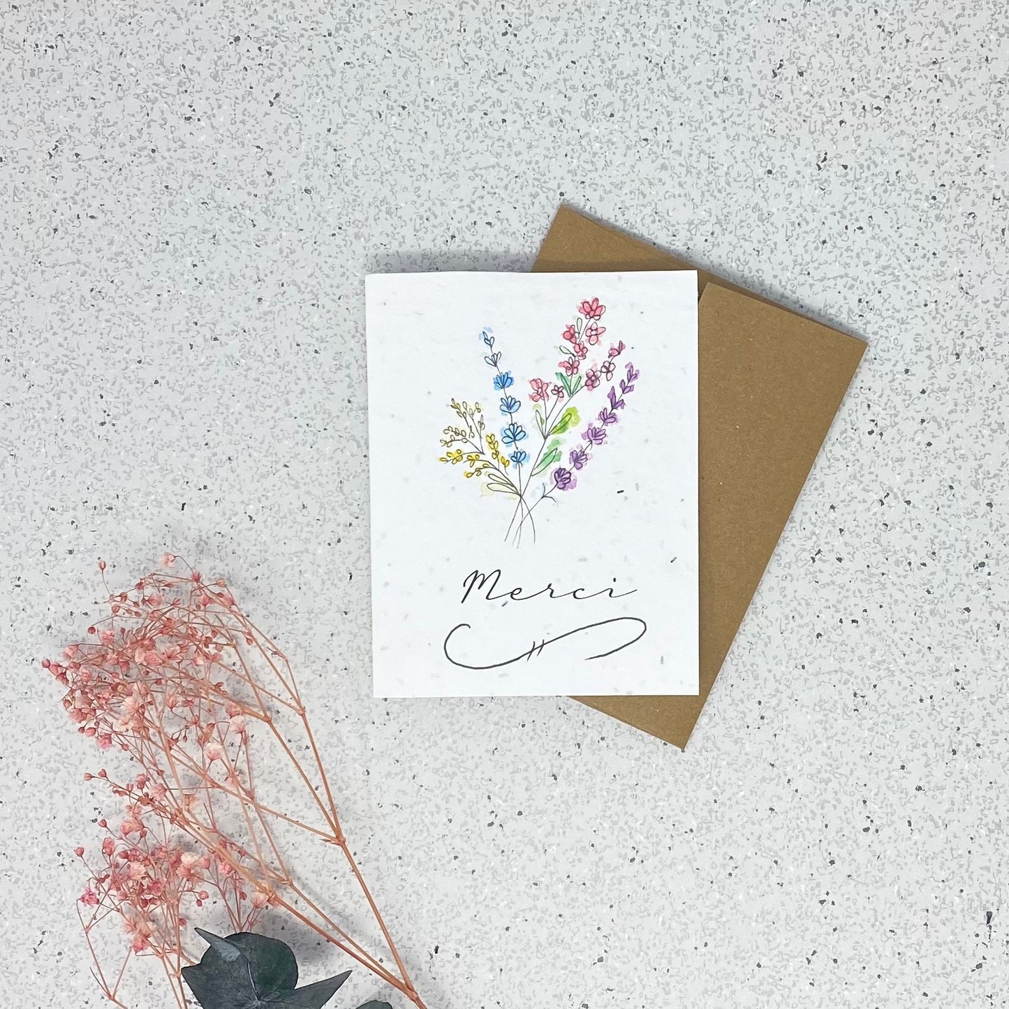 Seed paper greeting card - Thank you bouquet of flower