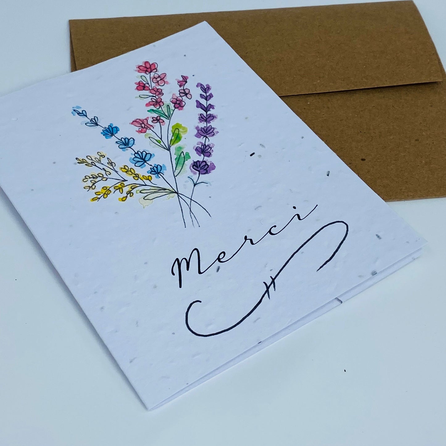 Seed paper greeting card - Thank you bouquet of flower