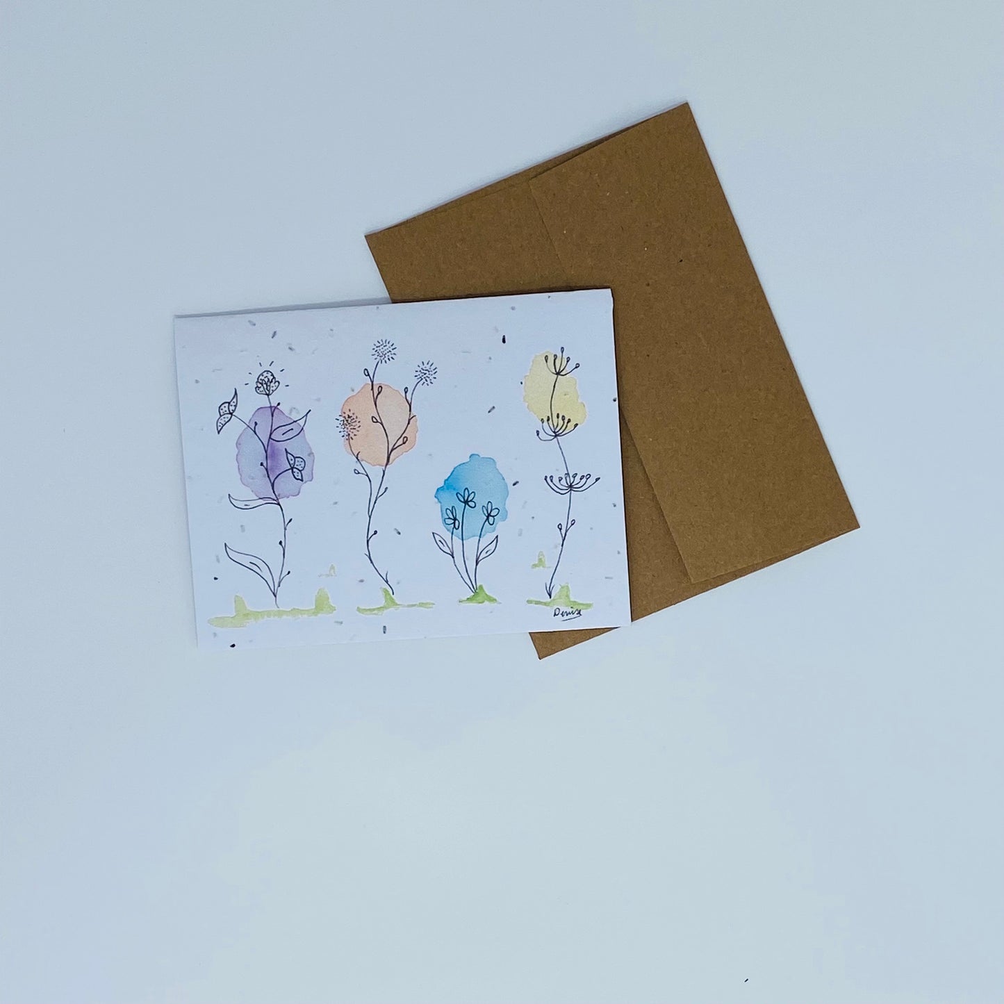 Carte de souhaits en papier ensemencé - Petites fleurs