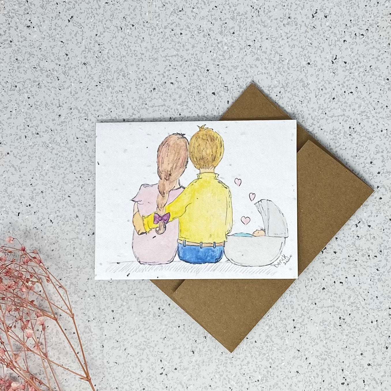 Carte de souhaits en papier ensemencé - Famille