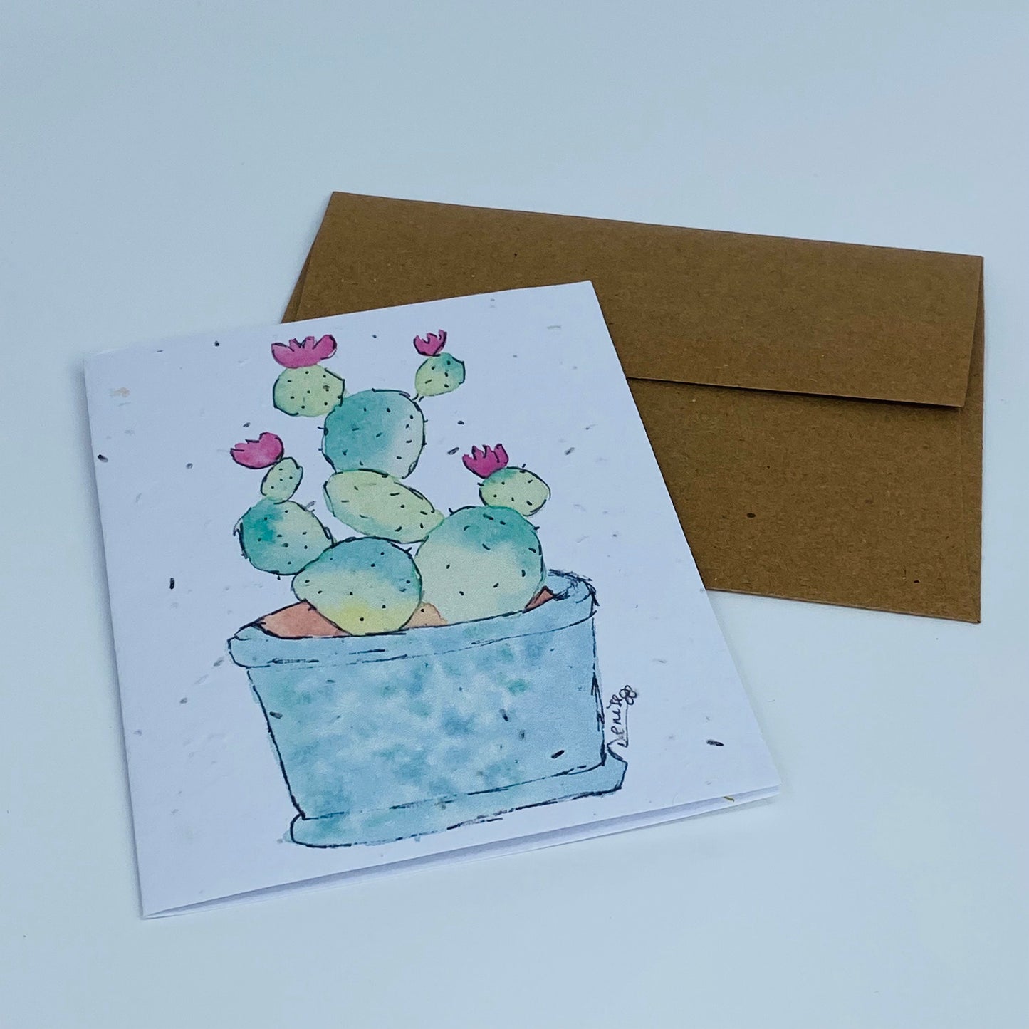 Carte de souhaits en papier ensemencé - Cactus du printemps