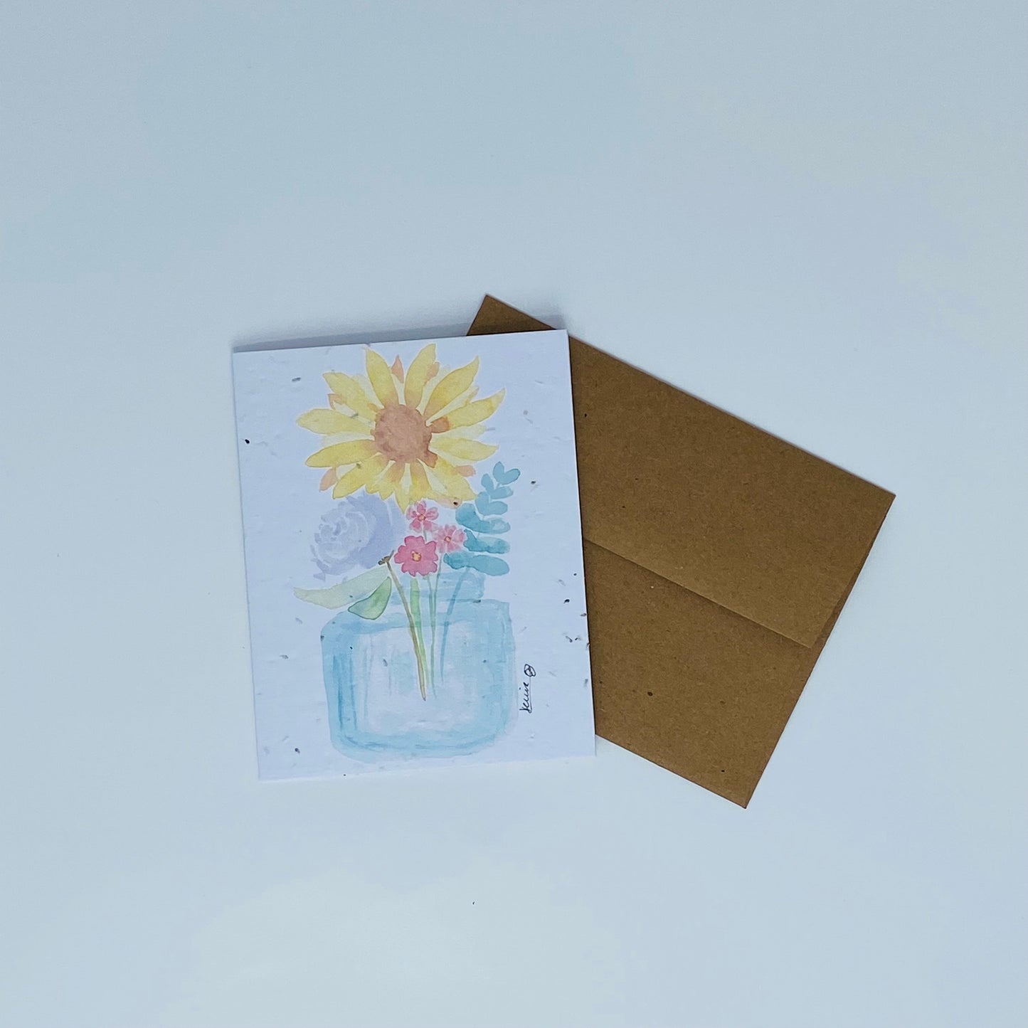 Carte de souhaits en papier ensemencé - Vase de tournesol