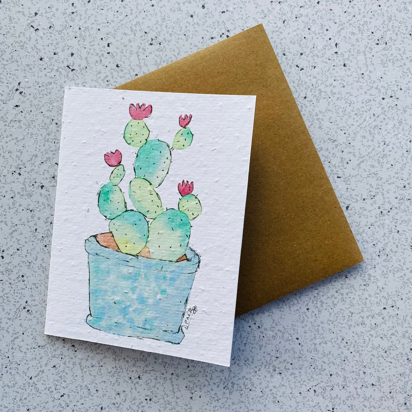 Carte de souhaits en papier ensemencé - Cactus du printemps