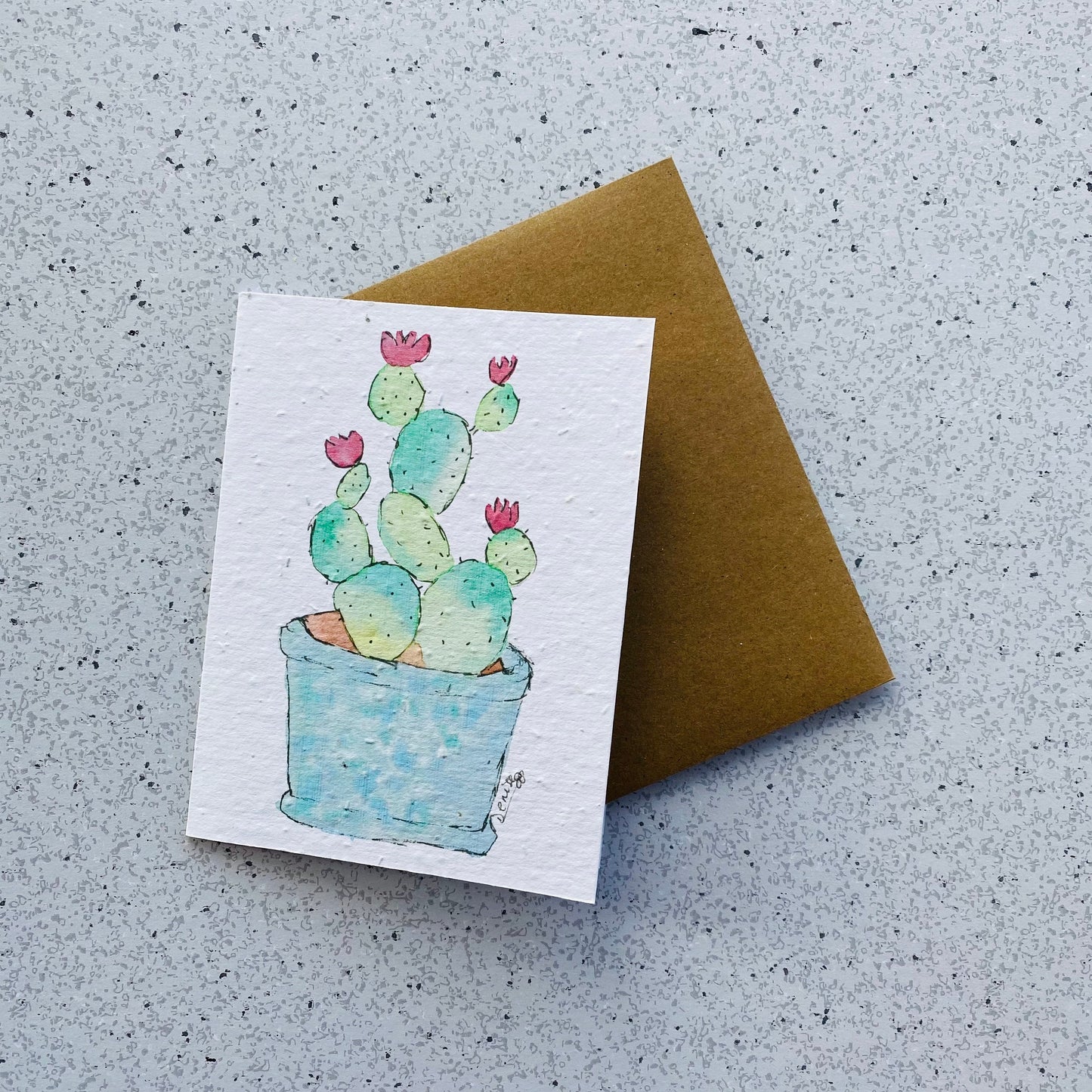 Carte de souhaits en papier ensemencé - Cactus du printemps