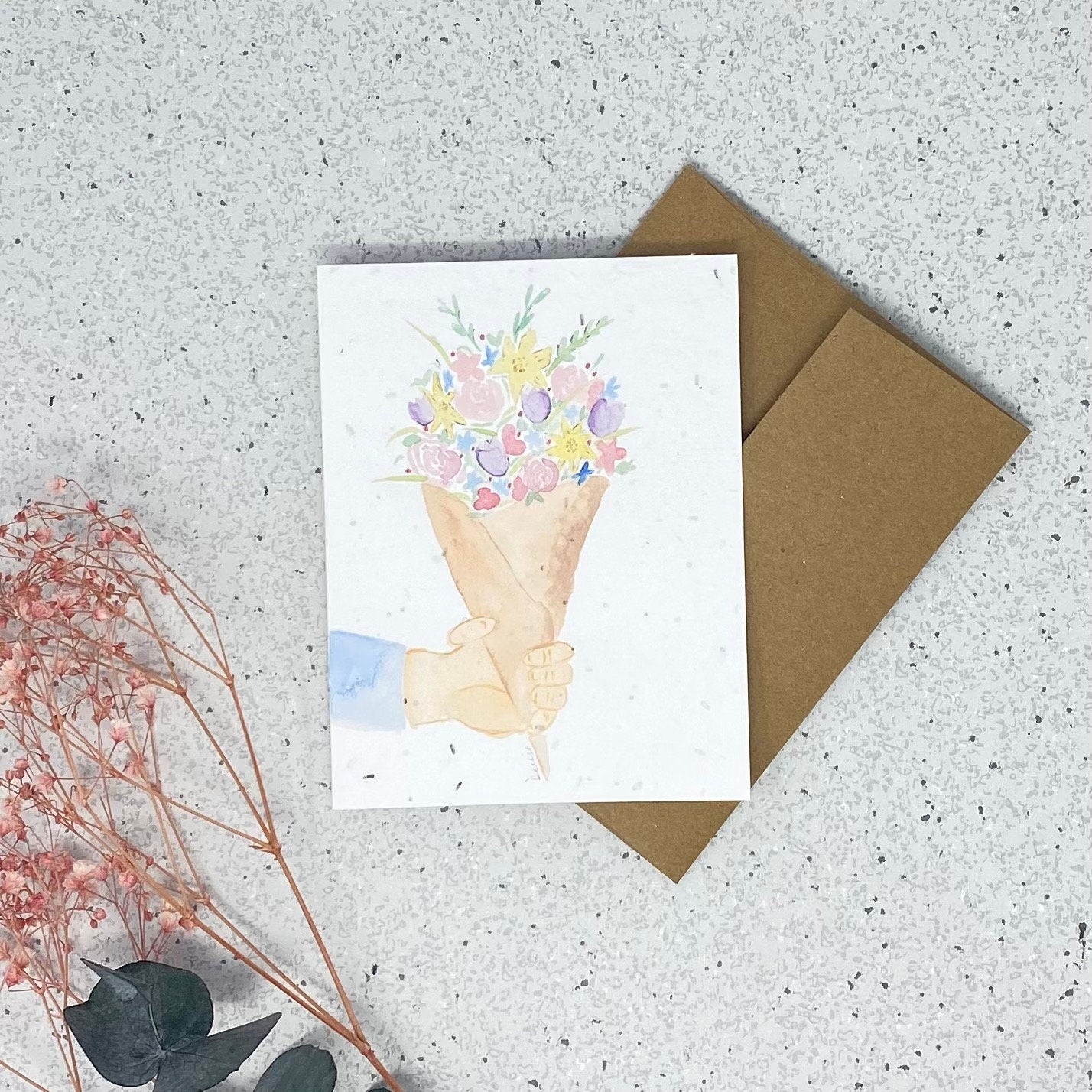 Carte de souhaits en papier ensemencé - Bouquet pour toi