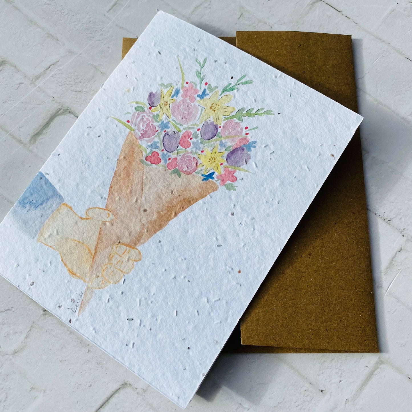 Carte de souhaits en papier ensemencé - Bouquet pour toi