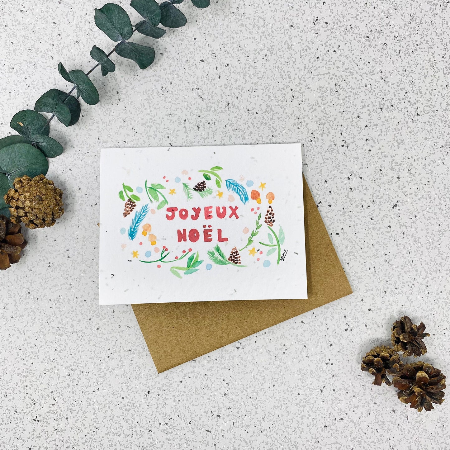 Seed paper greeting card- Joyeux Noël (horizontal)