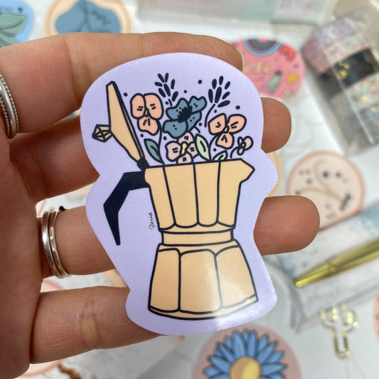 Sticker - Coffee Spring and Flowers