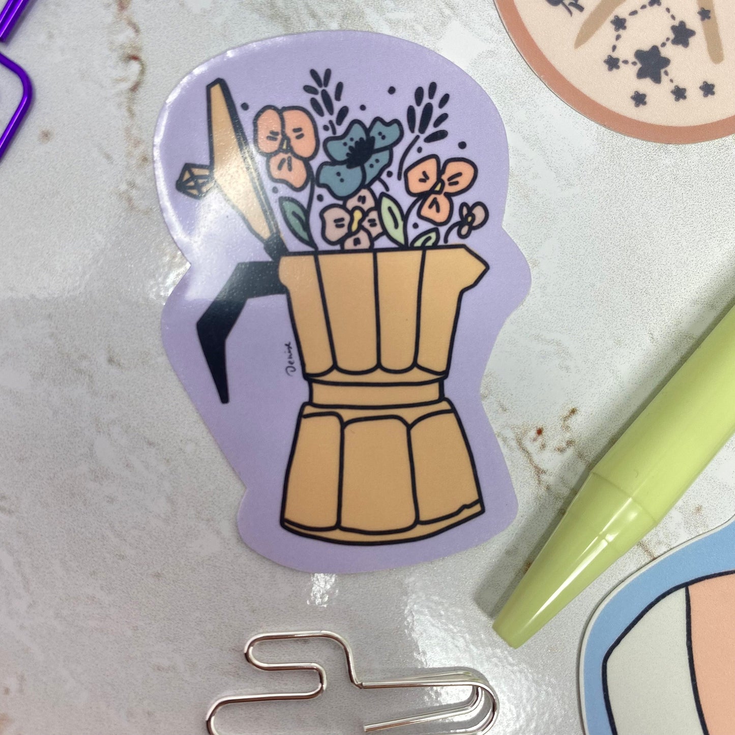 Sticker - Coffee Spring and Flowers